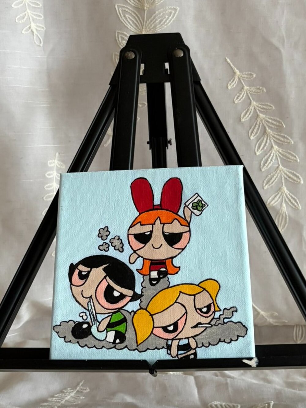 Hand Painted Powerpuff Girls Acrylic Canvas 7x7
